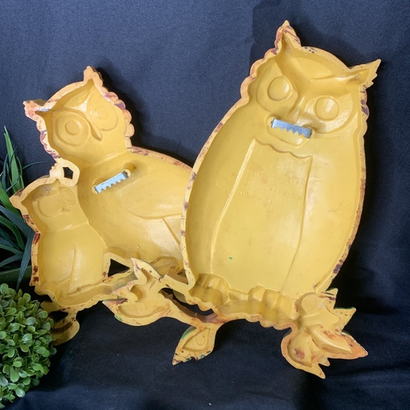 Set of 2 vintage Homco 1976 horned owl wall plaques / wall decor - Picture 6 of 8